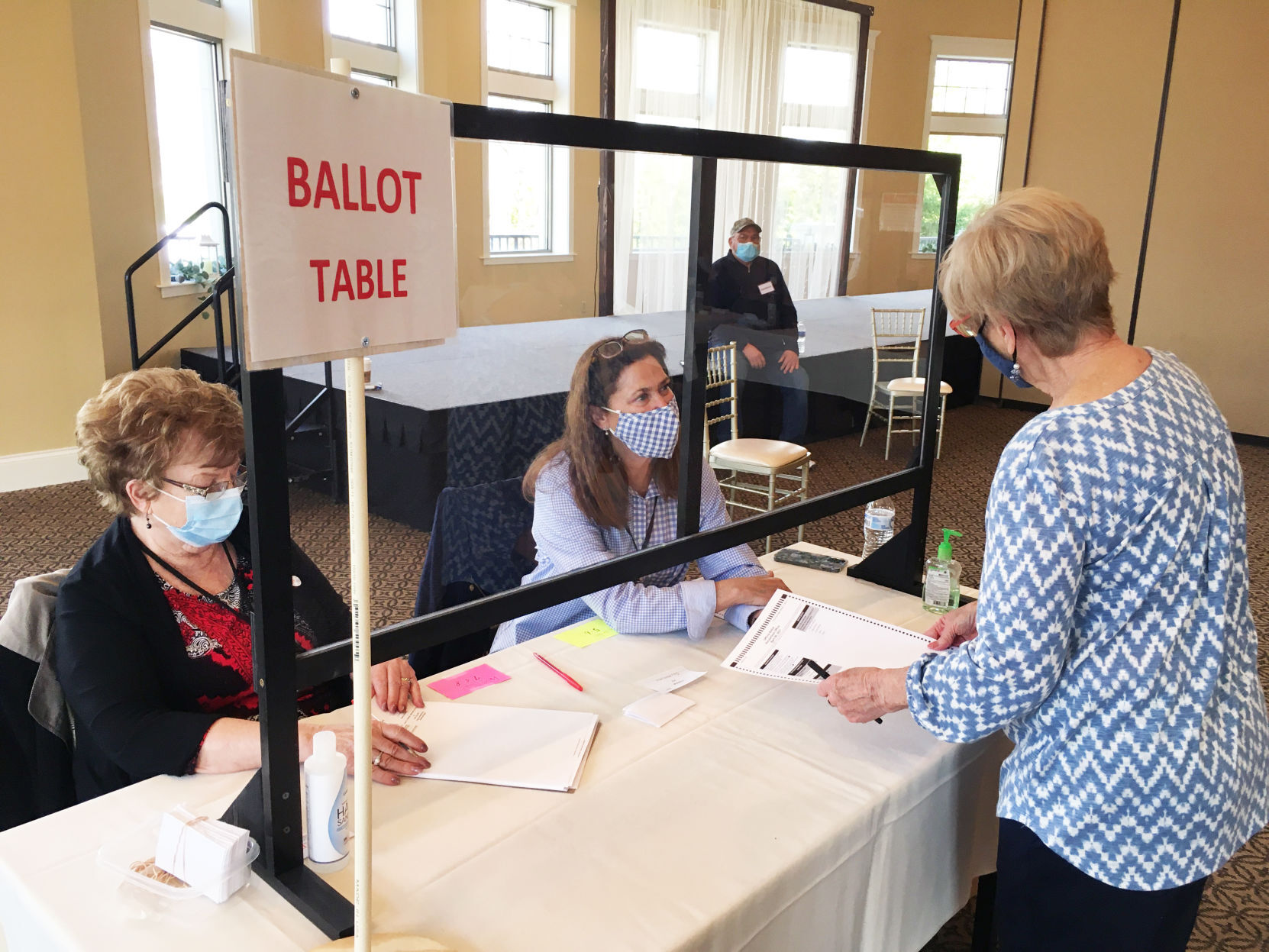 Burlington election inspectors Dianna Nienhaus and Bridget Hinchliffe